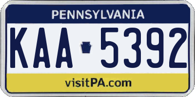 PA license plate KAA5392