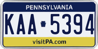 PA license plate KAA5394