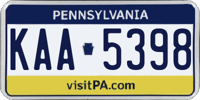 PA license plate KAA5398