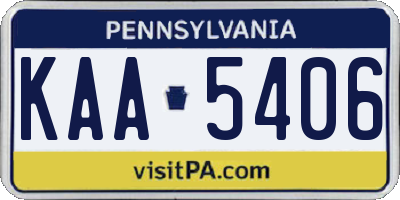 PA license plate KAA5406