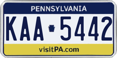 PA license plate KAA5442