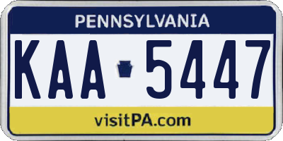 PA license plate KAA5447