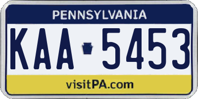PA license plate KAA5453