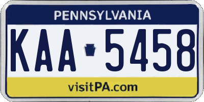 PA license plate KAA5458