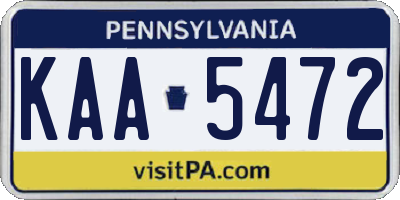 PA license plate KAA5472