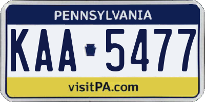 PA license plate KAA5477
