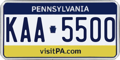 PA license plate KAA5500