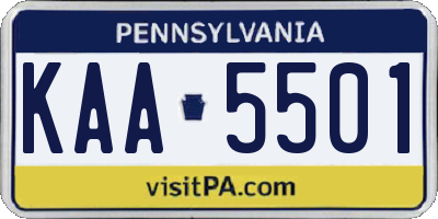 PA license plate KAA5501