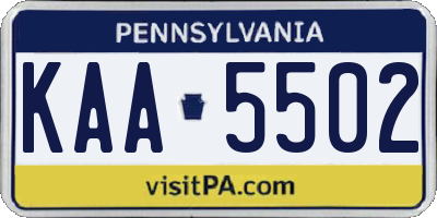 PA license plate KAA5502
