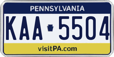 PA license plate KAA5504