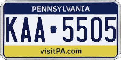 PA license plate KAA5505