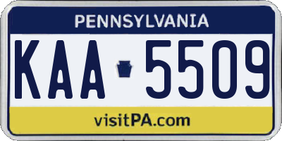 PA license plate KAA5509