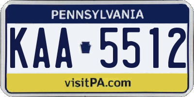 PA license plate KAA5512