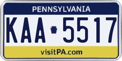 PA license plate KAA5517