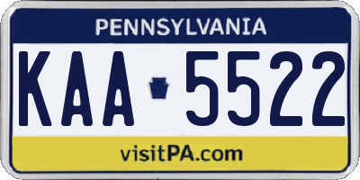 PA license plate KAA5522