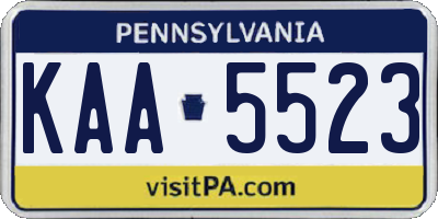 PA license plate KAA5523