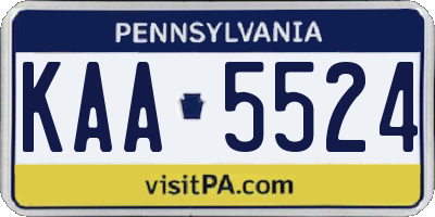 PA license plate KAA5524