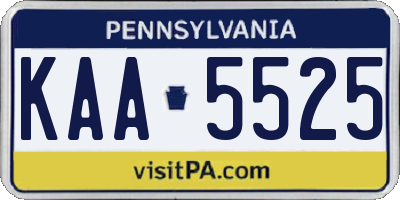 PA license plate KAA5525
