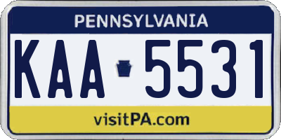 PA license plate KAA5531