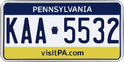 PA license plate KAA5532