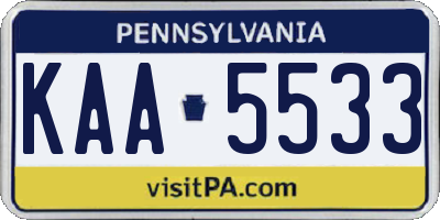 PA license plate KAA5533