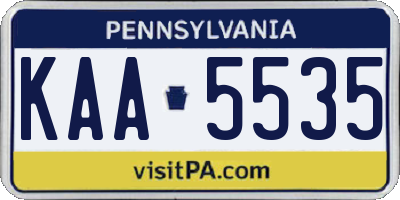 PA license plate KAA5535