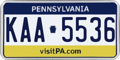 PA license plate KAA5536