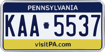 PA license plate KAA5537