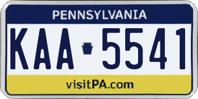 PA license plate KAA5541