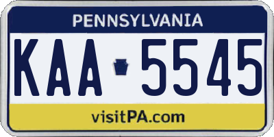 PA license plate KAA5545