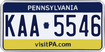 PA license plate KAA5546