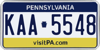 PA license plate KAA5548
