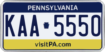 PA license plate KAA5550