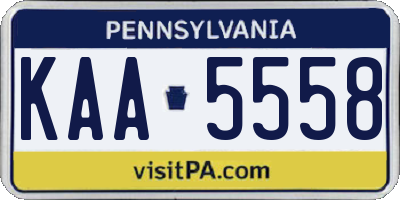 PA license plate KAA5558