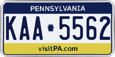 PA license plate KAA5562