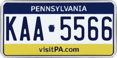 PA license plate KAA5566