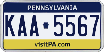 PA license plate KAA5567