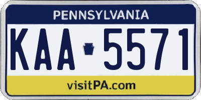 PA license plate KAA5571