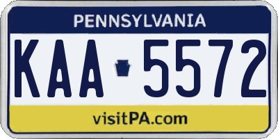 PA license plate KAA5572