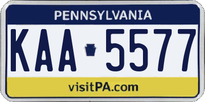 PA license plate KAA5577