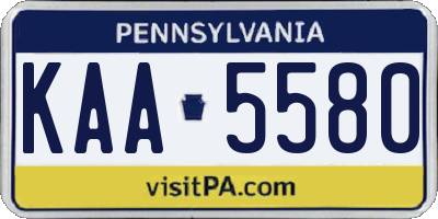 PA license plate KAA5580
