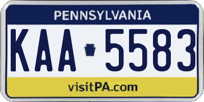 PA license plate KAA5583
