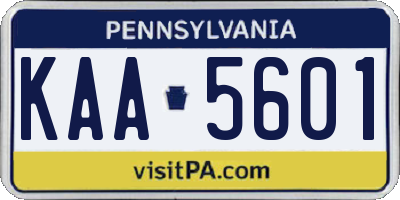 PA license plate KAA5601