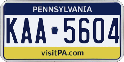 PA license plate KAA5604