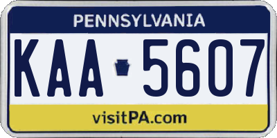 PA license plate KAA5607