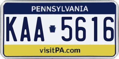 PA license plate KAA5616