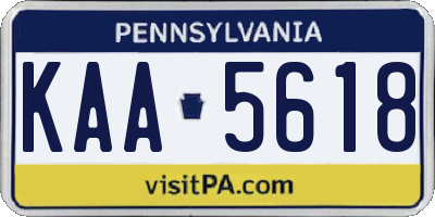 PA license plate KAA5618