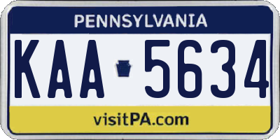 PA license plate KAA5634