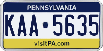 PA license plate KAA5635