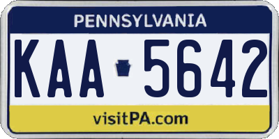 PA license plate KAA5642